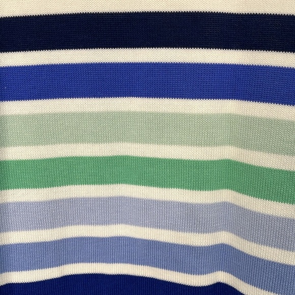 Talbots Womens Sweater Cardigan Size M Cream & Blue Stripes Academia Preppy Boxy - Picture 8 of 14